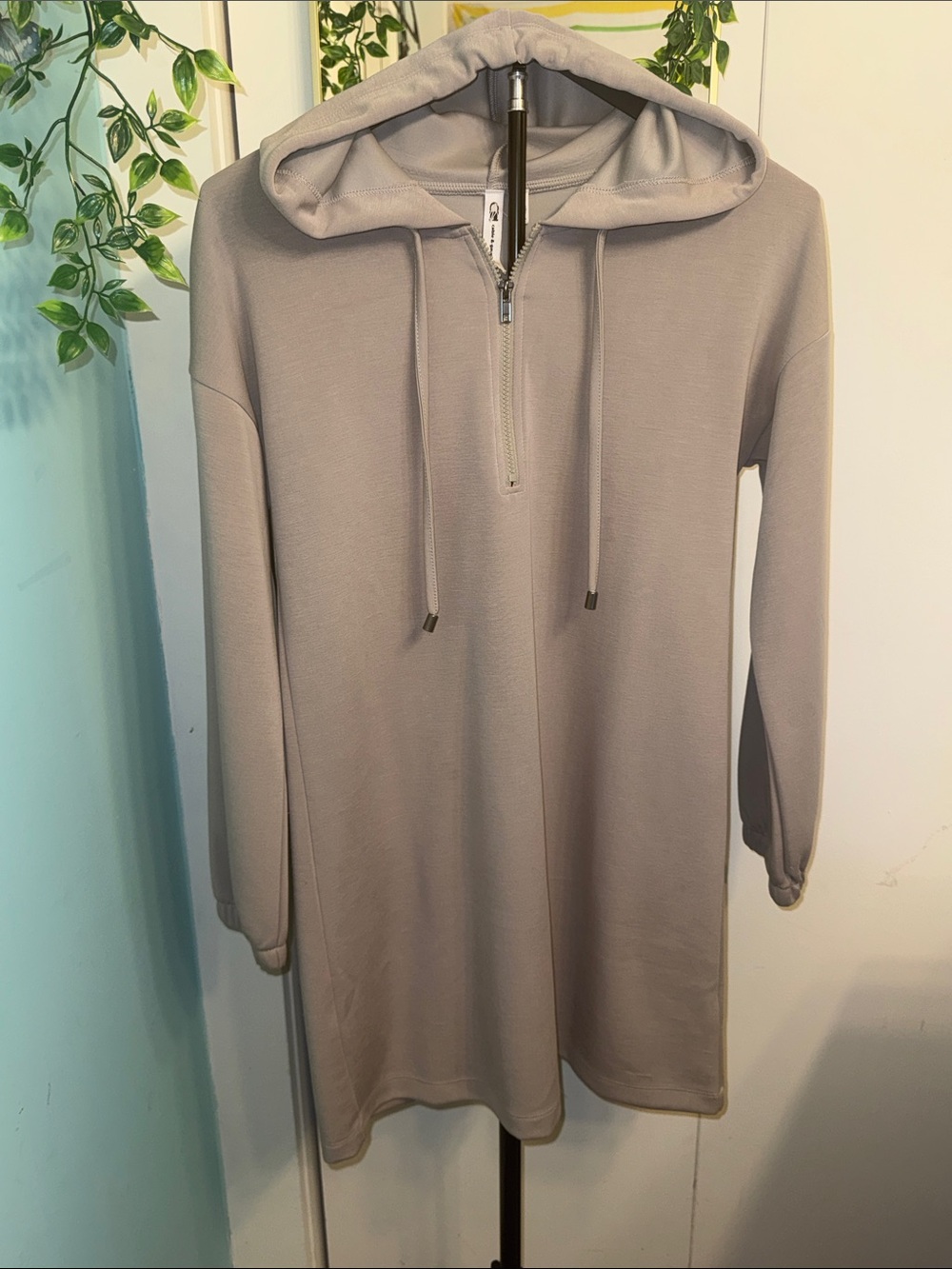 Cable & Gauge Gray Modal Hooded Sweatshirt Dress Small Athleisure